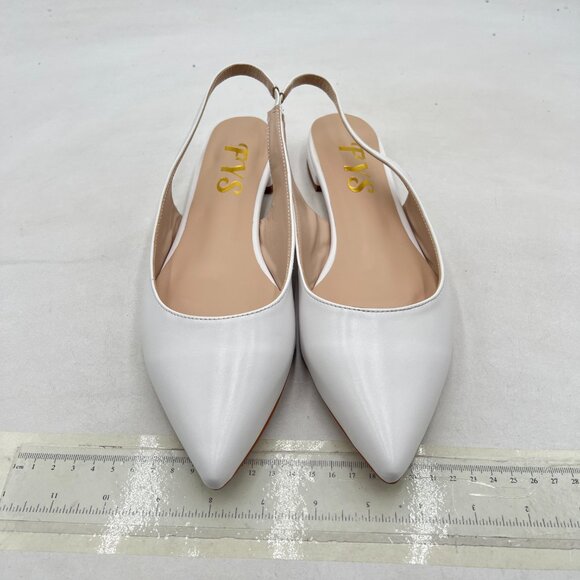 FYS White Pointed Toe Pumps Comfortable Slip on Slingbacks Office Walking Shoes - Picture 3 of 8
